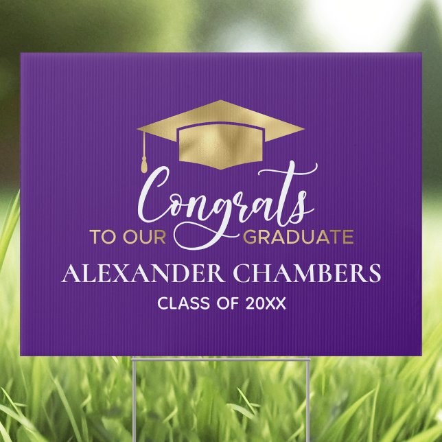 Elegant Purple Gold Graduation Yard Sign (Creator Uploaded)