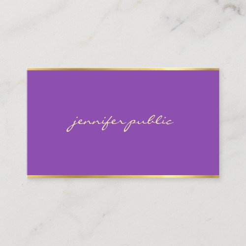 Elegant Purple Gold Hand Script Artistic Elite Business Card