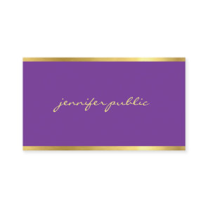 Elegant Purple Gold Handwritten Script Modern Chic Business Card Elegant Purple Gold Handwritten Script Modern Chic Business Card