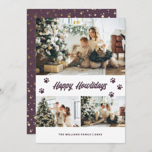 Elegant Purple Gold Happy Howlidays Photo Holiday Card