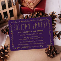 Elegant Purple & Gold Holiday Party Invitation