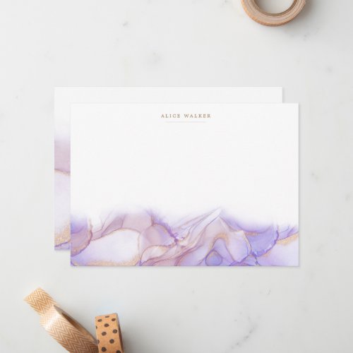 Elegant Purple Gold Ink Stationery Note Card