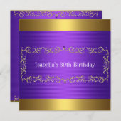 Elegant Purple & Gold Jewel Birthday Event Invitation (Front/Back)