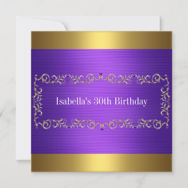 Elegant Purple & Gold Jewel Birthday Event Invitation (Front)