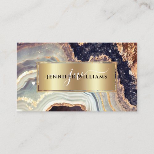 Elegant Purple Gold Marble Agate Geode QR Code Business Card