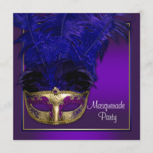 Elegant Purple Gold Masquerade Party Invitations