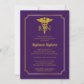 Elegant Purple | Gold Nurse BSN Graduation Party Invitation (Front)