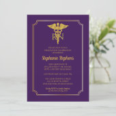 Elegant Purple | Gold Nurse RN Graduation Party Invitation (Standing Front)