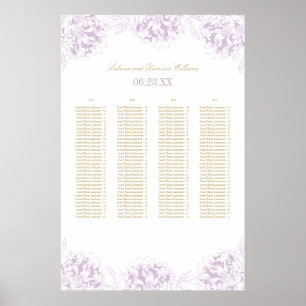 Elegant Purple Gold Peony Wedding Seating Poster