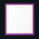 Elegant Purple Gold Personalized Notepad<br><div class="desc">This notepad features elegant and minimalist thick purple border and thin gold border. Personalize it with your name or company name.</div>