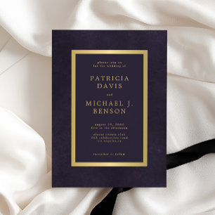 Elegant purple gold simple typography wedding invitation