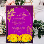 Elegant Purple Gold Sunflower Wedding Anniversary Thank You Card<br><div class="desc">Express your gratitude in style with this wedding anniversary thank you card, designed with a rich purple background, golden accents, and cheerful yellow sunflowers. Perfect for any anniversary year, this customizable card allows couples to share heartfelt thanks with family and friends who celebrated their special milestone. Personalize with your names...</div>