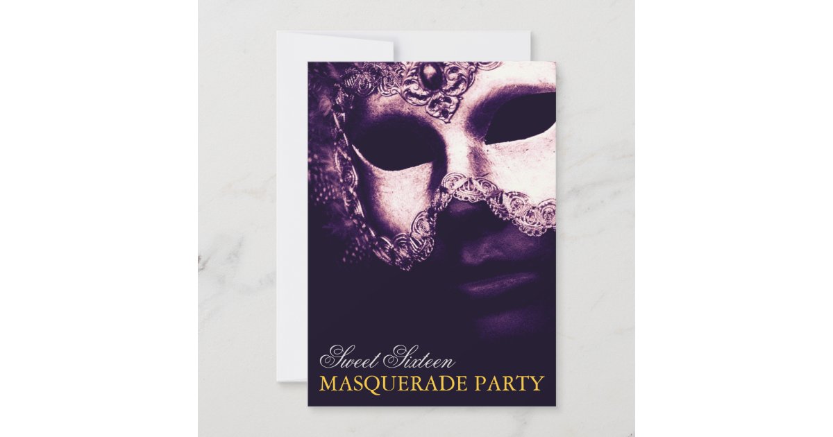 Elegant Purple Gold Sweet 16 Masquerade Invitation Zazzle