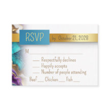 Elegant Purple, Gold & Teal RSVP Enclosure Card