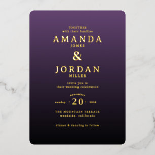 Elegant Purple Gold Wedding Invitation Foil Invitation