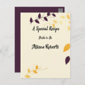 Elegant Purple Golden Leaves Bridal Shower Postcard (Front/Back)