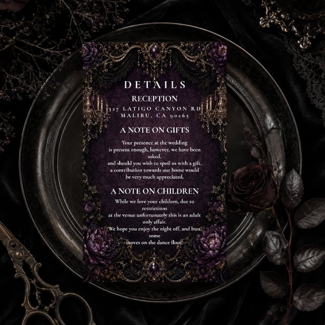 Elegant Purple Goth Wedding Enclosure Card (Creator Uploaded)