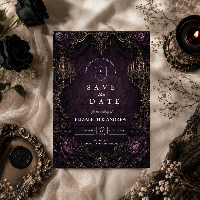 Elegant Purple Goth Wedding Save The Date (Creator Uploaded)