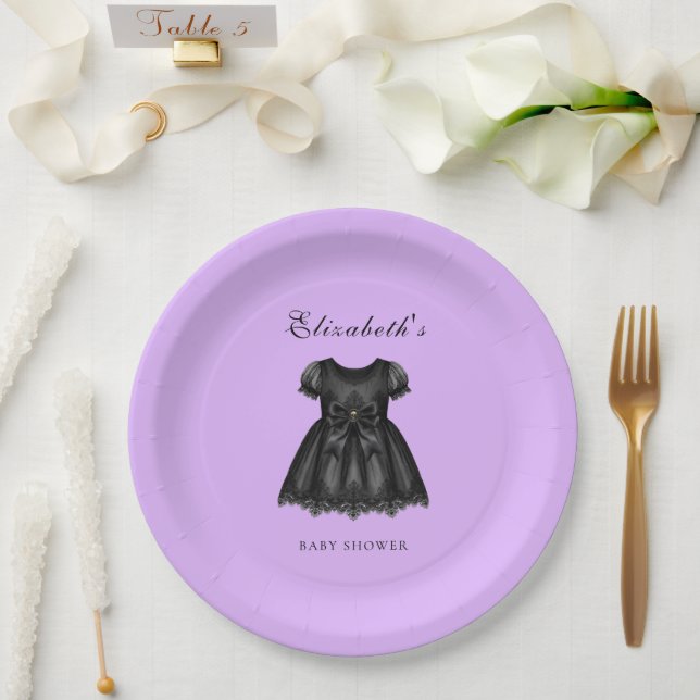 Elegant Purple Gothic Baby Shower Paper Plates (Wedding)