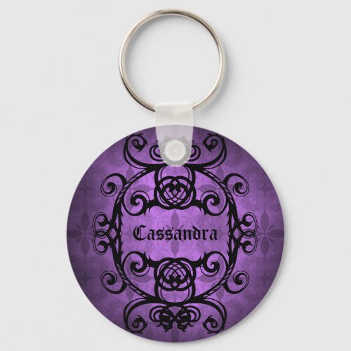 Elegant Purple Gothic design Keychain