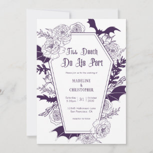 Elegant Purple Gothic Floral Wedding Invitation