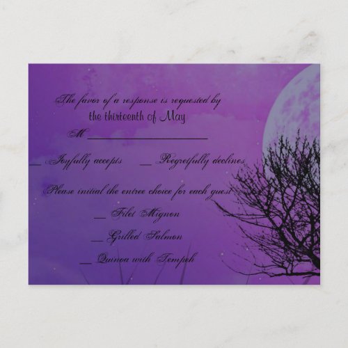 Elegant Purple Gothic Night Posh RSVP Postcard