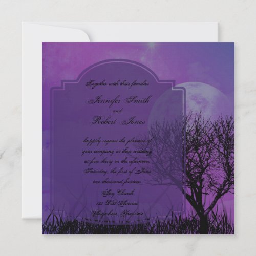 Elegant Purple Gothic Posh Wedding Invitation