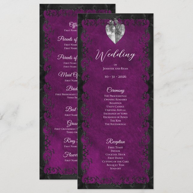 Elegant purple Gothic Wedding Program (Front/Back)