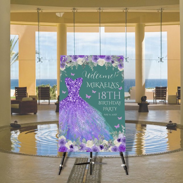 Elegant Purple Gown 18th Birthday Welcome Sign (Creator Uploaded)