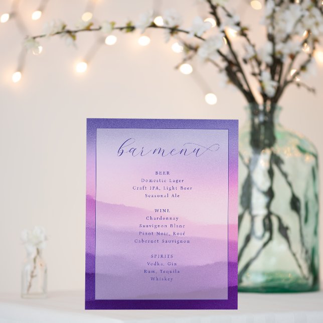 Elegant Purple Gradient Bar Menu Foam Board (In Situ (Wedding))
