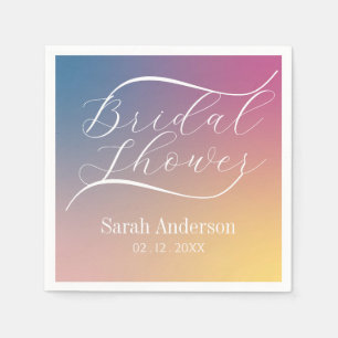 Elegant Purple Gradient Ombre Script Bridal Shower Napkins