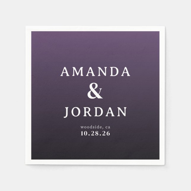Elegant Purple Gradient Wedding Invitations Napkins (Front)