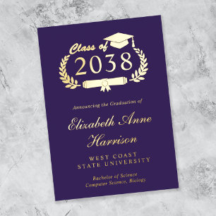 Elegant Purple Graduation Foil Announcement