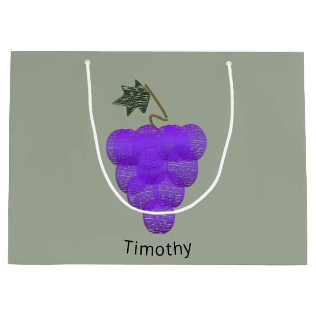 Elegant Purple Grapes Sketch Large Gift Bag (Front)