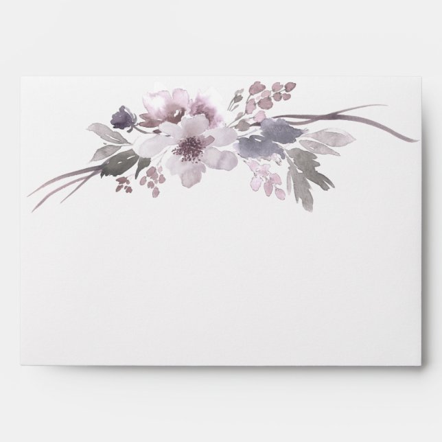 Elegant Purple Gray Winter Floral Envelope (Front)