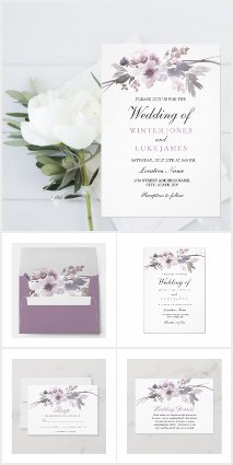 Elegant Purple Gray Winter Wedding
