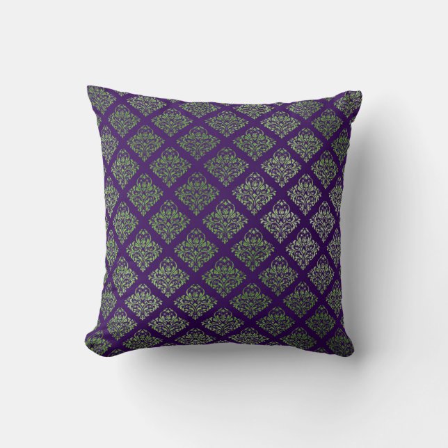 Elegant Purple Green Decor Throw Pillow (Front)