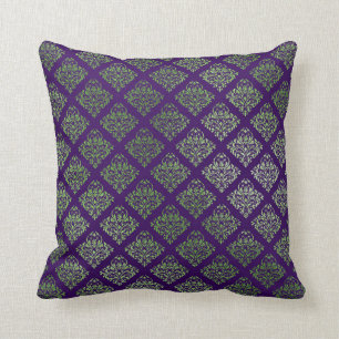 Elegant Purple Green Decor Throw Pillow