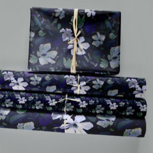 Elegant Purple Green Floral Decoupage Gift Wrapping Paper Sheets