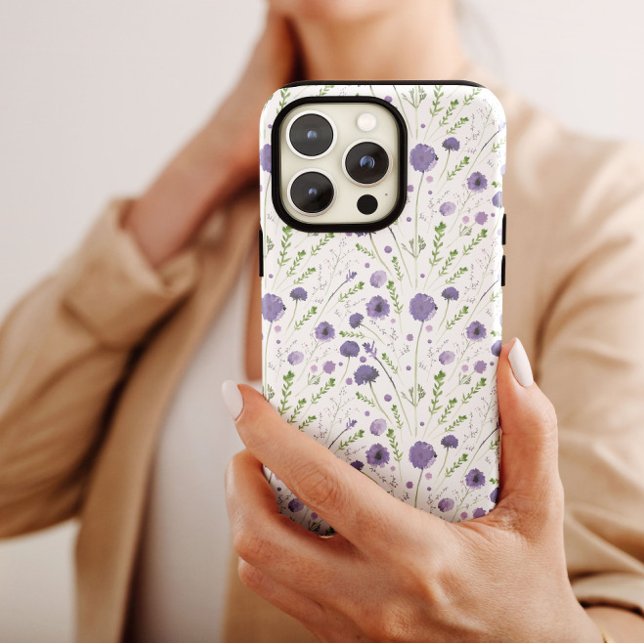 Elegant Purple Green Floral Pattern Case-Mate iPhone Case (Creator Uploaded)