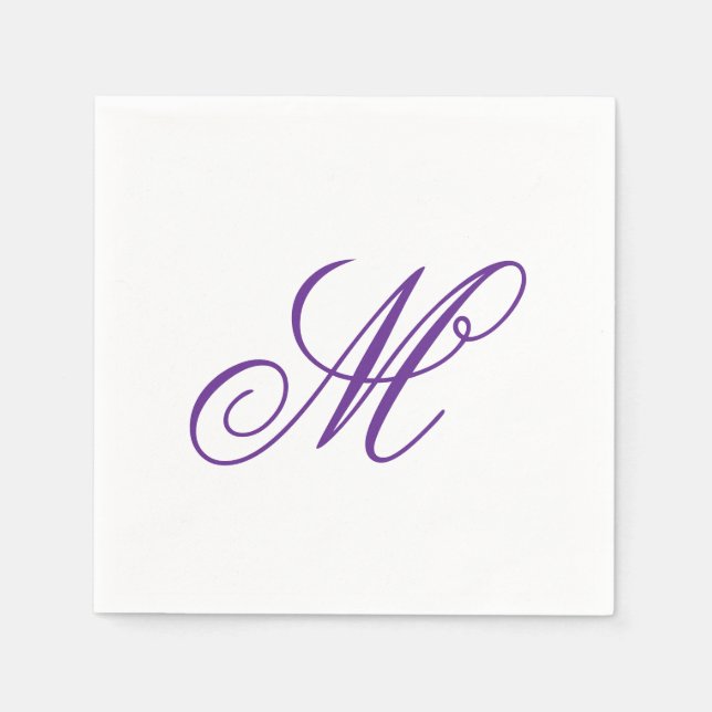 Elegant Purple Green Monogram Initial  Napkins (Front)