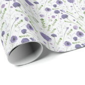 Elegant Purple Green Watercolor Flower Pattern Wrapping Paper (Roll Corner)