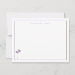 Elegant Purple Greenery Personalized Note Card