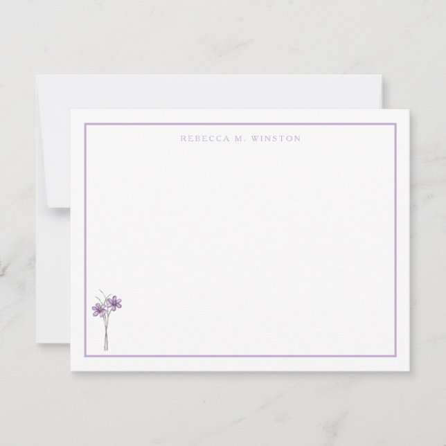 Elegant Purple Greenery Personalized  Note Card (Front)