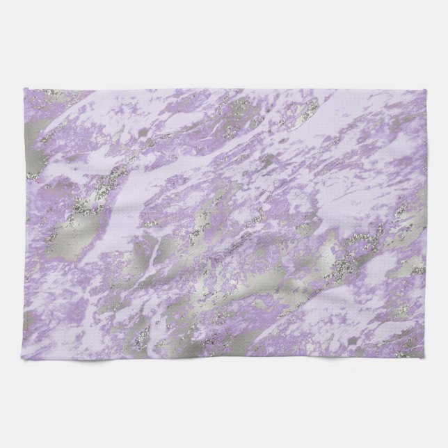 Elegant Purple Grey Abstract Chic Pattern Kitchen Towel (Horizontal)