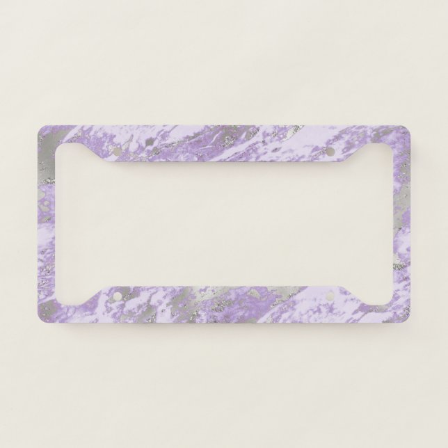 Elegant Purple Grey Abstract Chic Pattern License Plate Frame (Front)