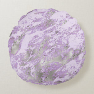 Elegant Purple Grey Abstract Chic Pattern Round Pillow
