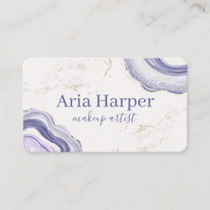 Elegant Purple & Grey Geode Gold Glitter Agate Business Card