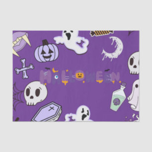 Elegant Purple Halloween Moon, Bats & Spooky Night Tissue Paper