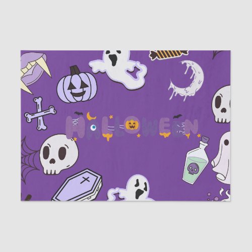 Elegant Purple Halloween Moon, Bats & Spooky Night Tissue Paper